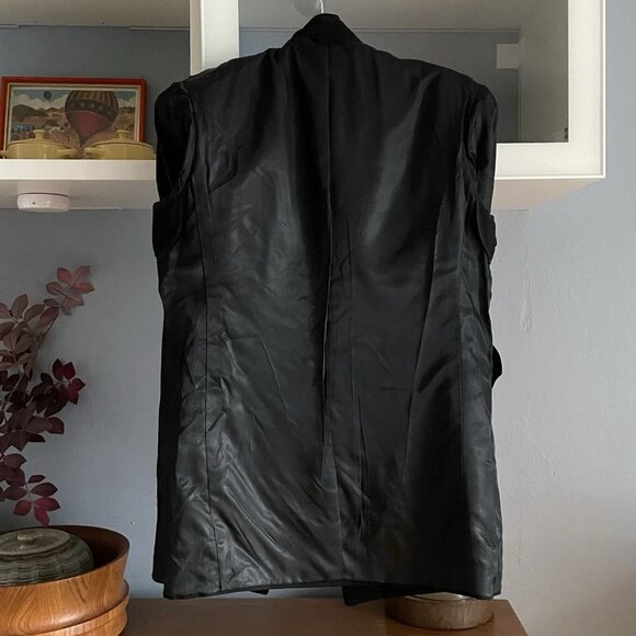 Vtg US Navy Military Enlisted Black Wool Peacoat Gold Buttons 37 R - Picture 5 of 9